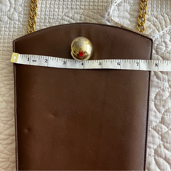 VTG Safi brown leather rectangular bag w/chain shoulder strap - Picture 9 of 10